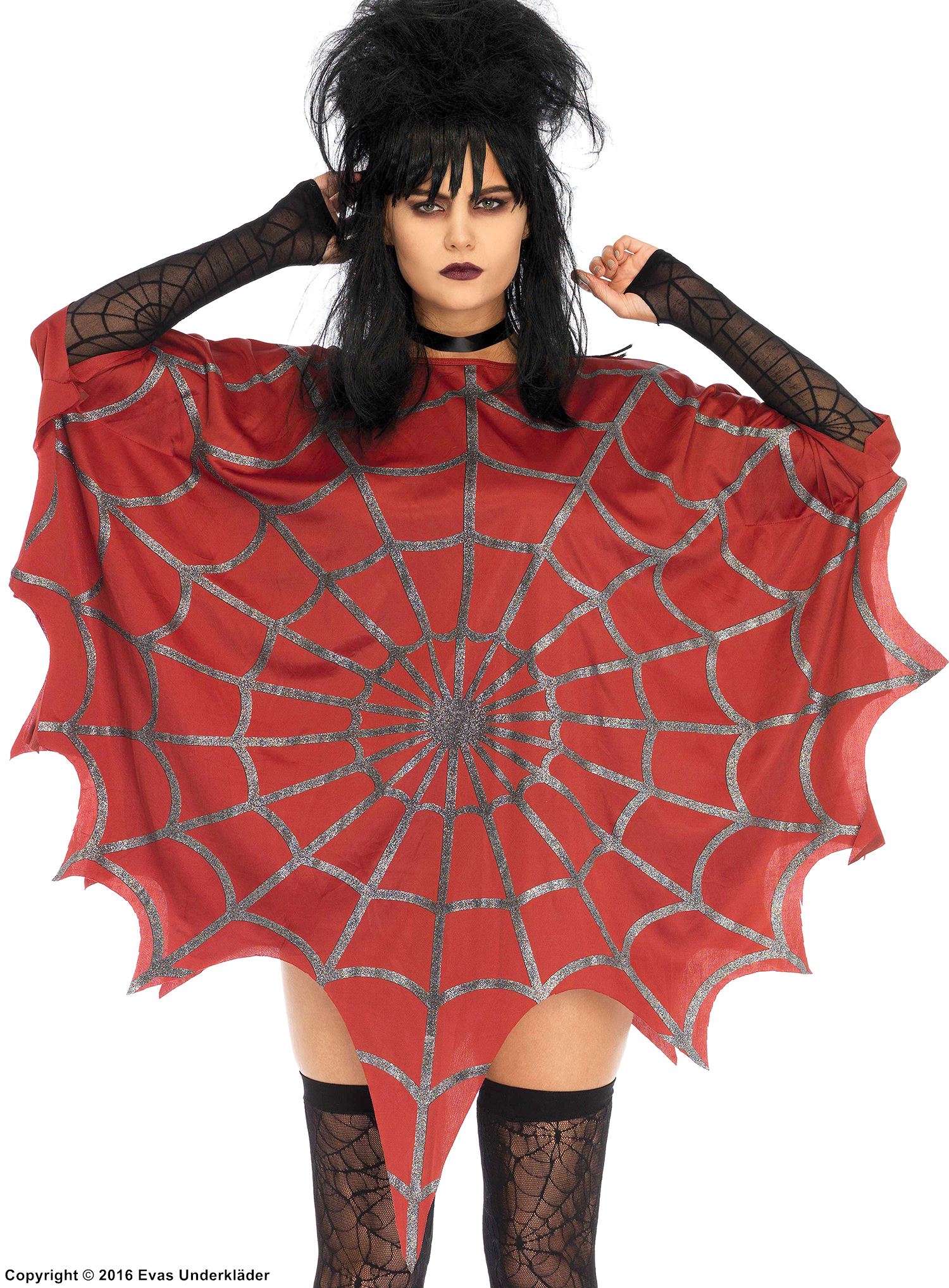 Spider (woman), costume top, glitter, spider web